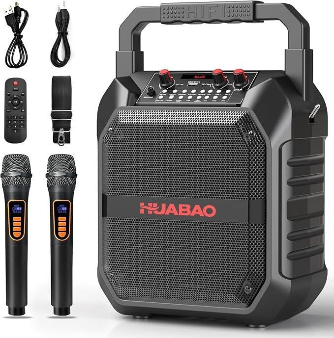 Караоке Bluetooth-колонка HUABAO з 2 бездротовими мікрофонами