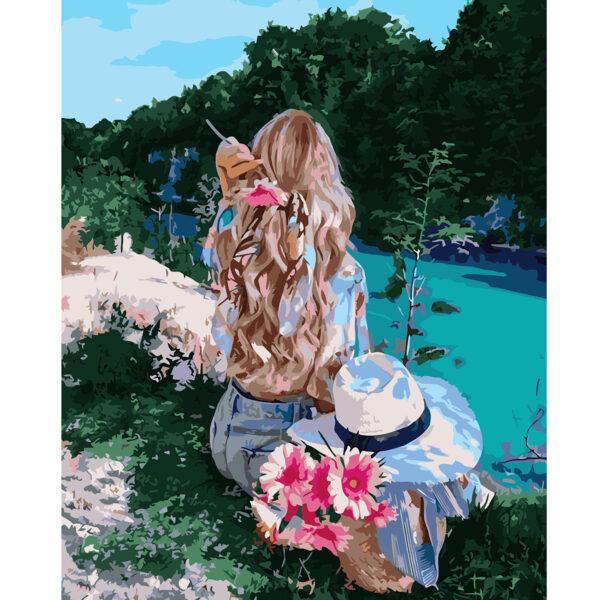 Набор для росписи по номерам Strateg Отдых у реки 40х50 см (VA-2967-mt)