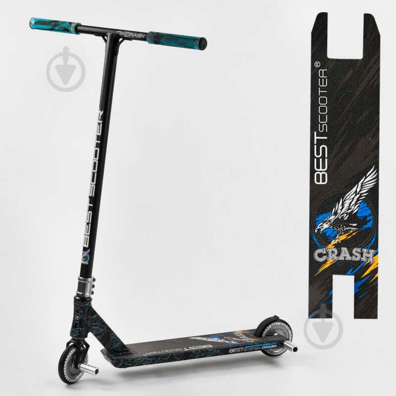 Самокат трюковый Best Scooter "CRASH" HIC-система, ПЕГИ, алюминиевый диск и дека Black/Blue (102312) - фото 3