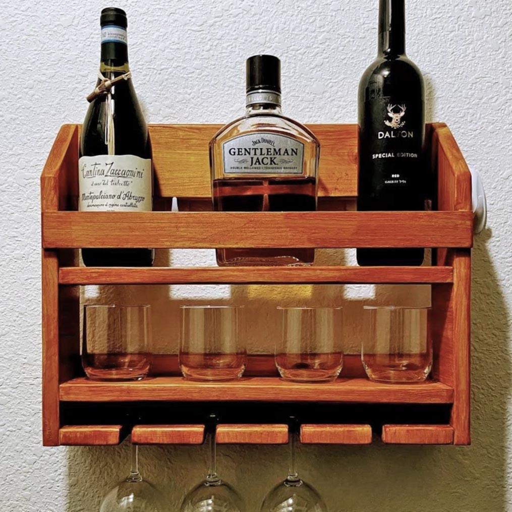 Полка для вина настенная из дерева Риокан Шафран (ПНК-027606)