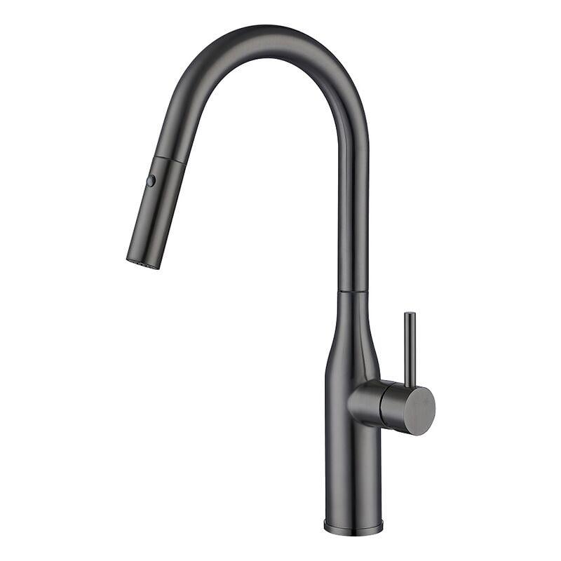 Кухонний змішувач KOER KI-70004-07 з висувним виливом нержавіюча сталь (KR3387)