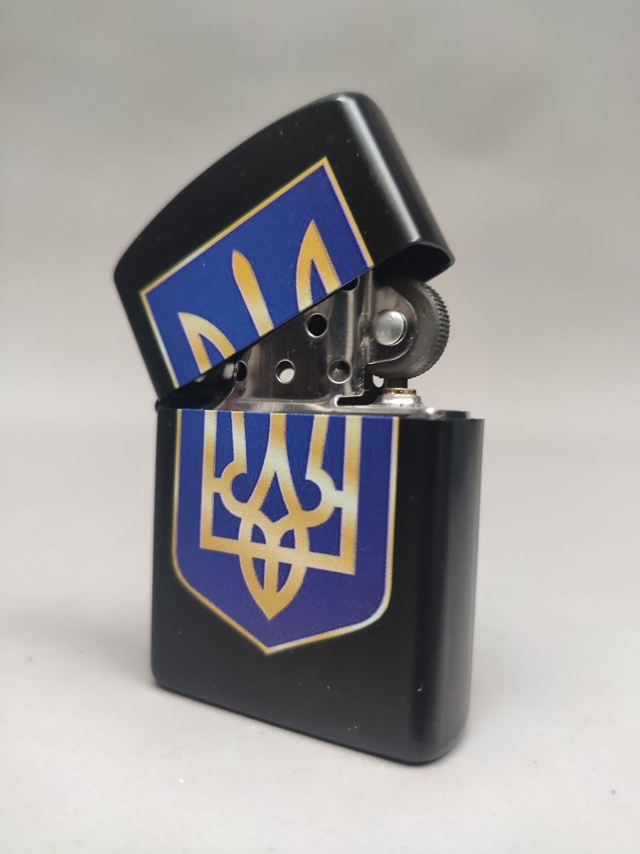 Зажигалка бензиновая Star Lighters Герб Украины Big Black Matte (ch00082)