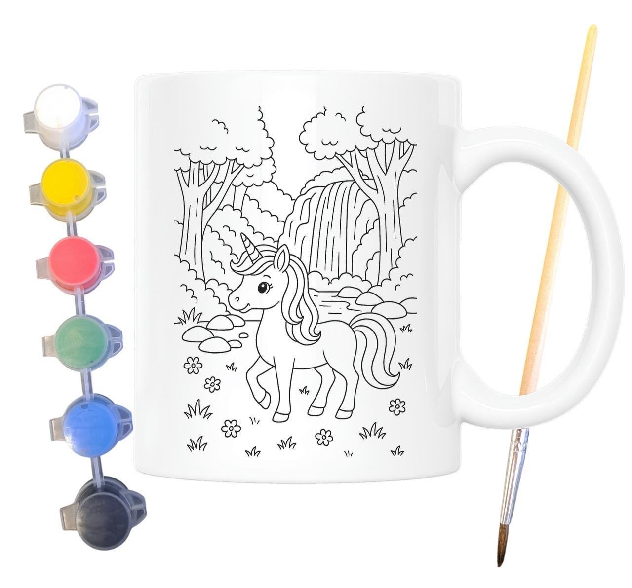 Набір для творчості кружка розмальовка Єдиноріг у лісі 330 мл Білий (КР0135) - фото 2