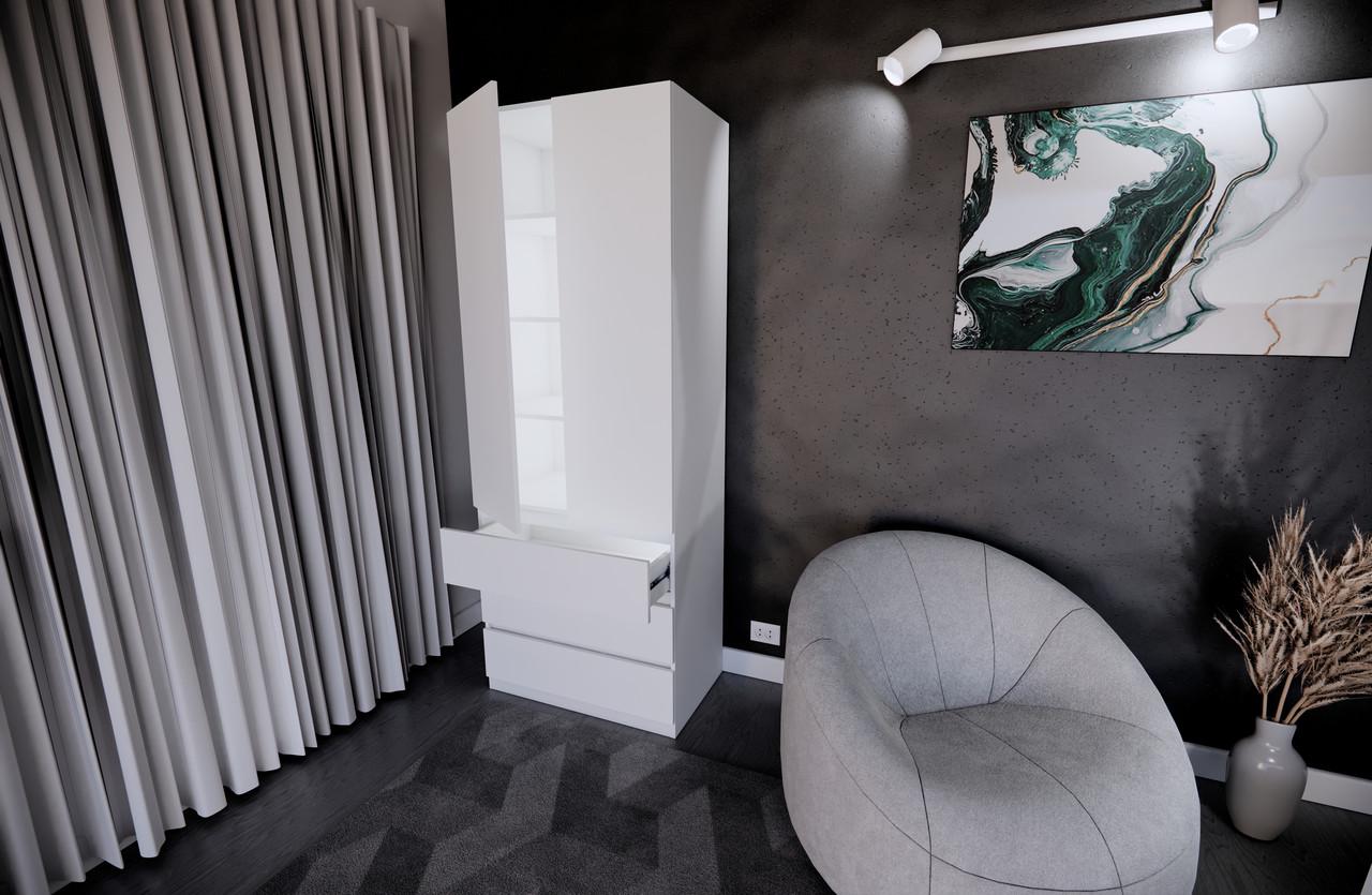 Шафа MEBEX на 3 шухляди з 3 полицями 80х50х210 см Білий (VX3B3SWH) - фото 4