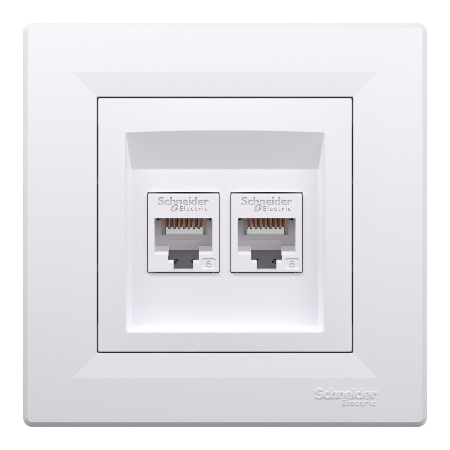 Розетка компьютерная двойная Schneider Electric Asfora UTP тип 6e Белый (EPH4800121)