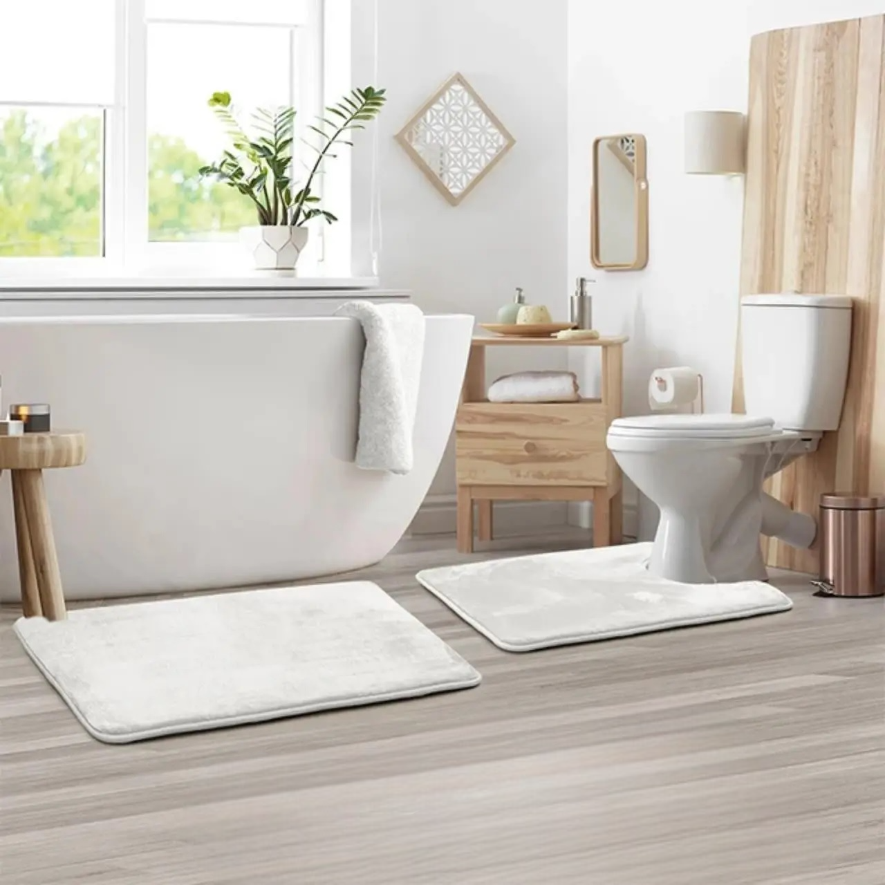 Набор ковриков в ванную и туалет Smooth Premium Memory Foam 2в1 80х50/60х50 см Белый (NK2in1Smooth0001) - фото 7 Набор ковриков в ванную и туалет Smooth Premium Memory Foam 2в1 80х50/60х50 см Белый (NK2in1Smooth0001) - фото 7