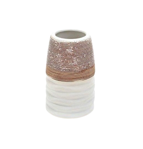 Стаканчик керамический с делениями для зубных щеток 10,5 см Белый/Бежевый (853-142)