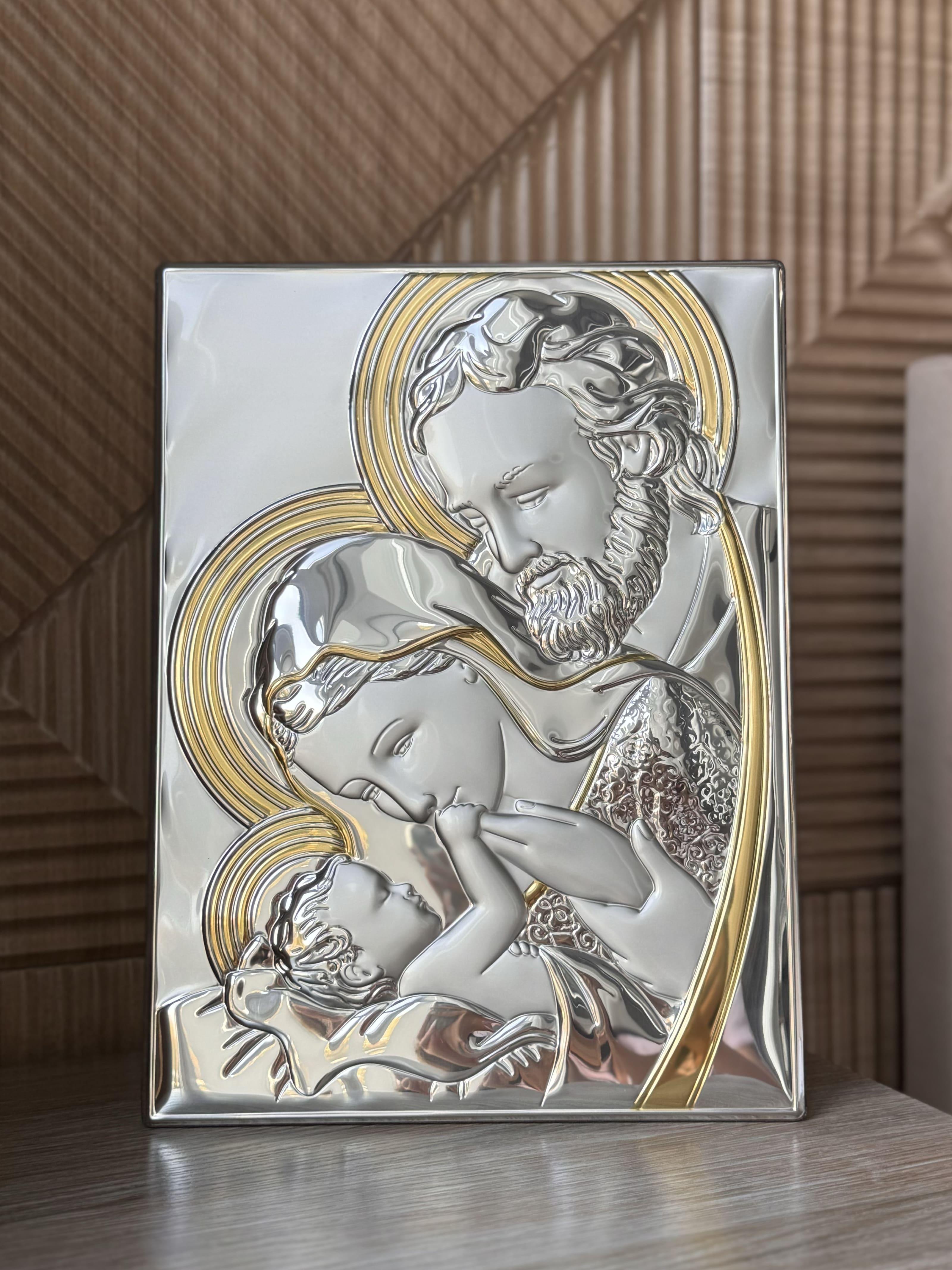 Ікона срібна Свята Родина 33х43 см (LE 5000 ORO)