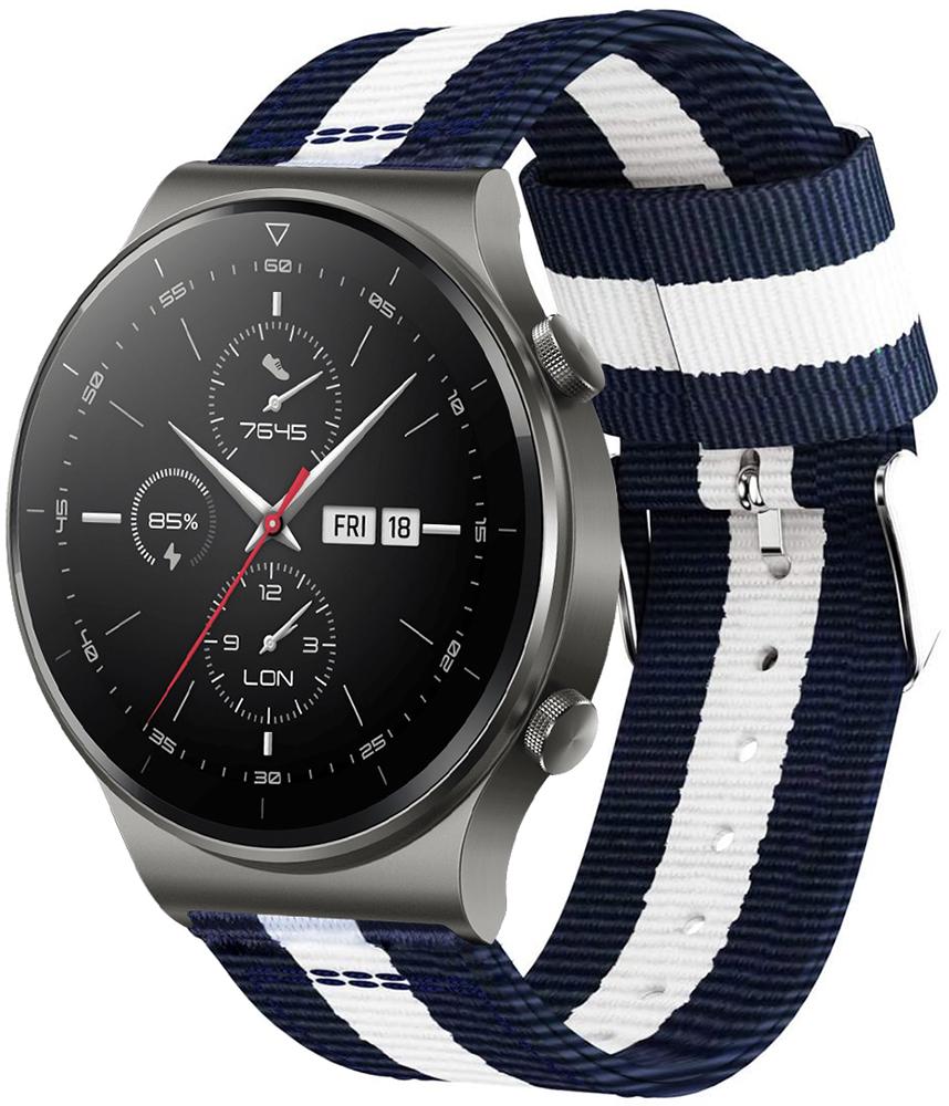Ремінець тканинний Canvas для Huawei Watch GT 2 Pro Blue/White (23325)