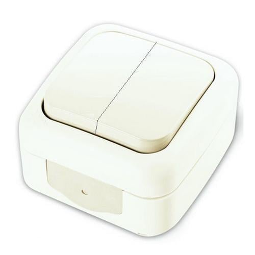 Выключатель двухклавишный Viko Palmiye накладной IP54 Белый (27550335)