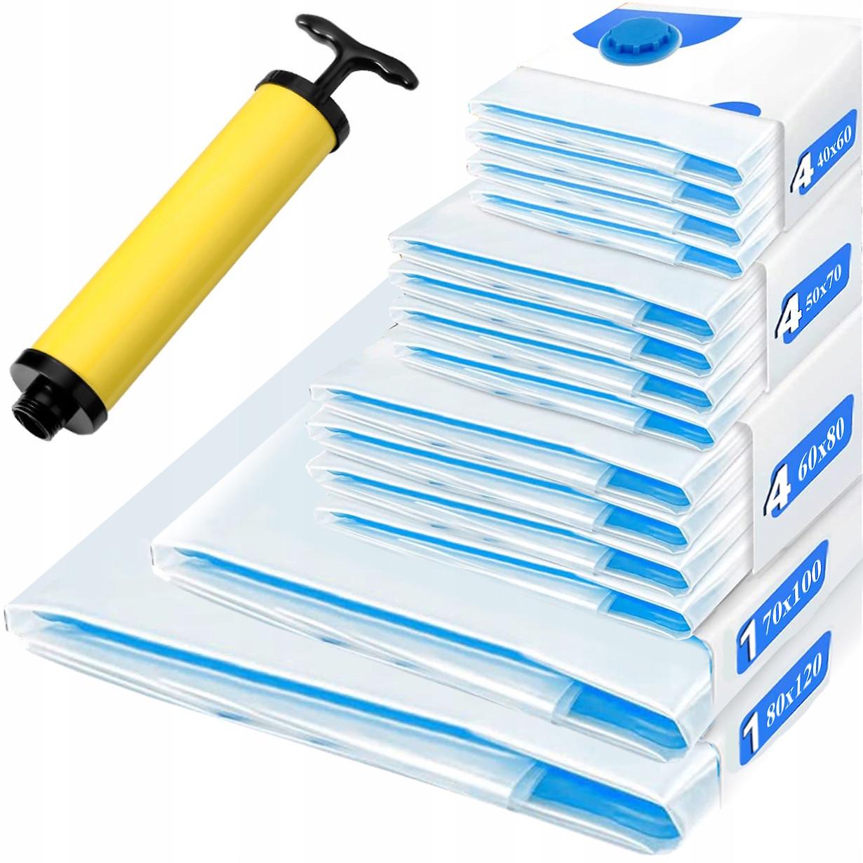 Набір пакетів для одягу ваккумний 40-120х120 см 14 шт. + насос Набір пакетів для одягу ваккумний 40-120х120 см 14 шт. + насос