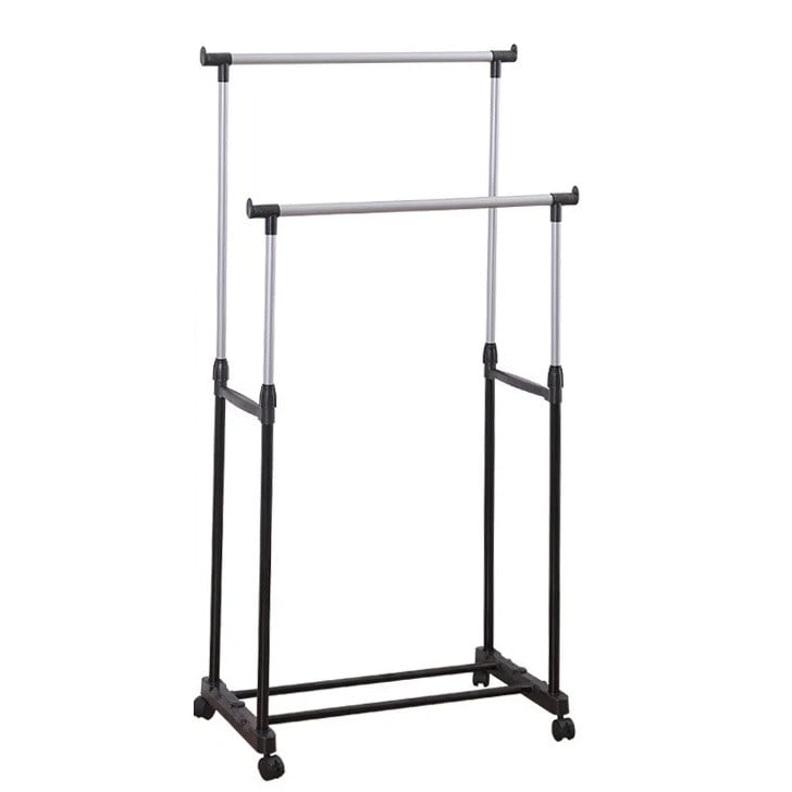 Вешалка-стойка для одежды и обуви RIAS Mini Double-Pole телескопическая 140х70х30 см Black (3_04243)
