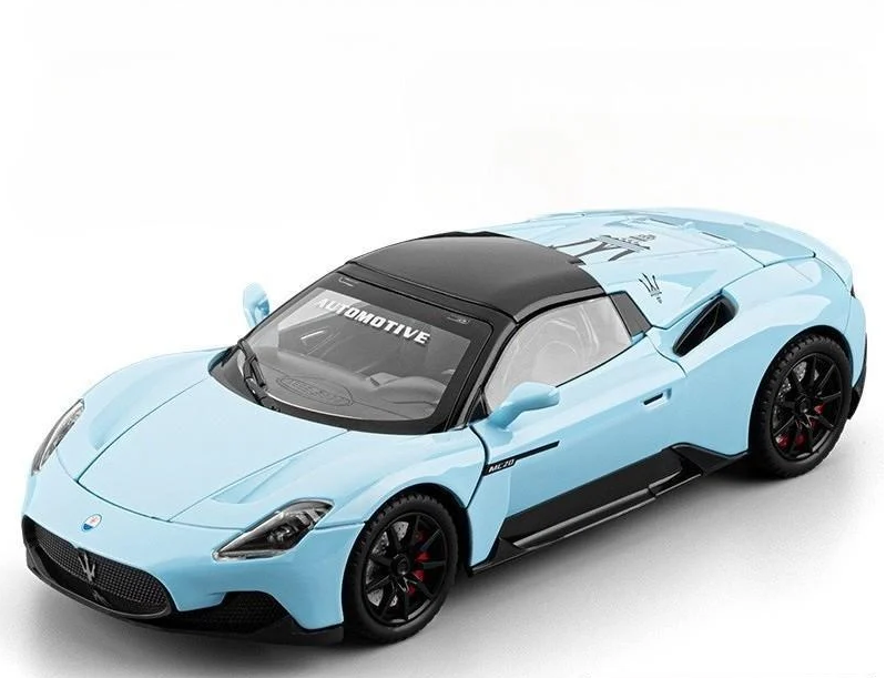 Игрушечная машина коллекционная CHE ZHI Maserati M20 металлическая с инерционным механизмом/светом и звуком 1:24 Голубой (241012)