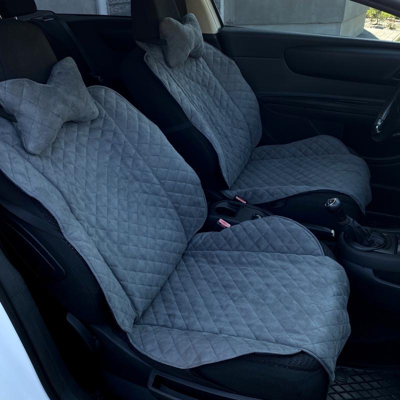 Накидки на сиденье автомобиля эко-замша широкие 2 шт. Серый (794) - фото 3 Накидки на сиденье автомобиля эко-замша широкие 2 шт. Серый (794) - фото 3