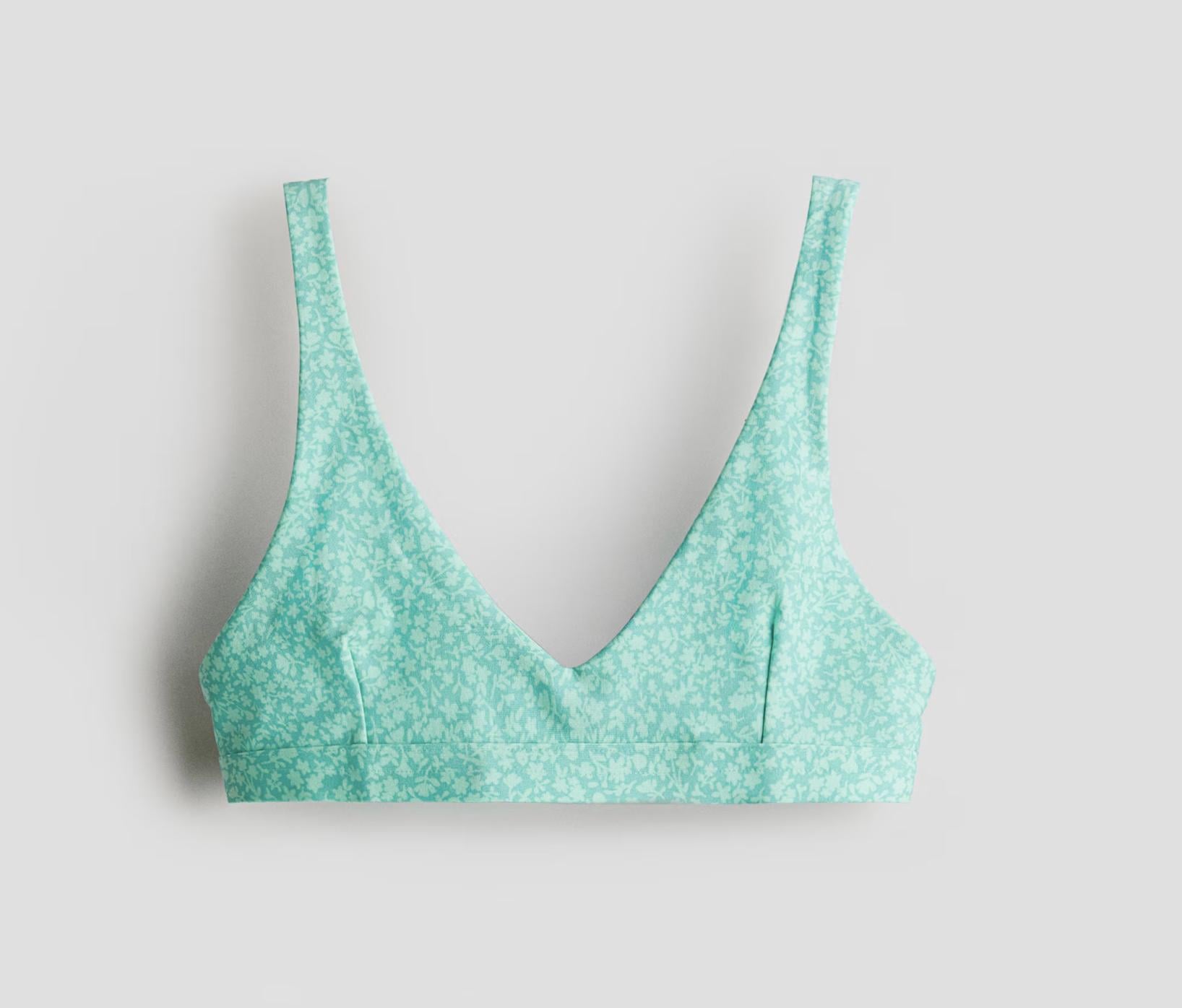 Купальный топ H&M Цветы 1275421 146-152 см Голубой