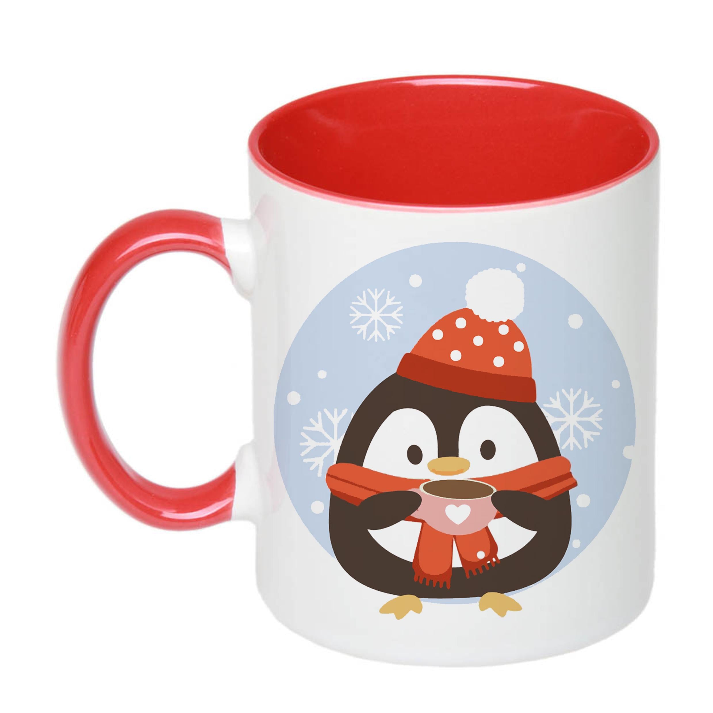 Чашка с печатью Новогодний пингвин 330 мл Красный (21189)