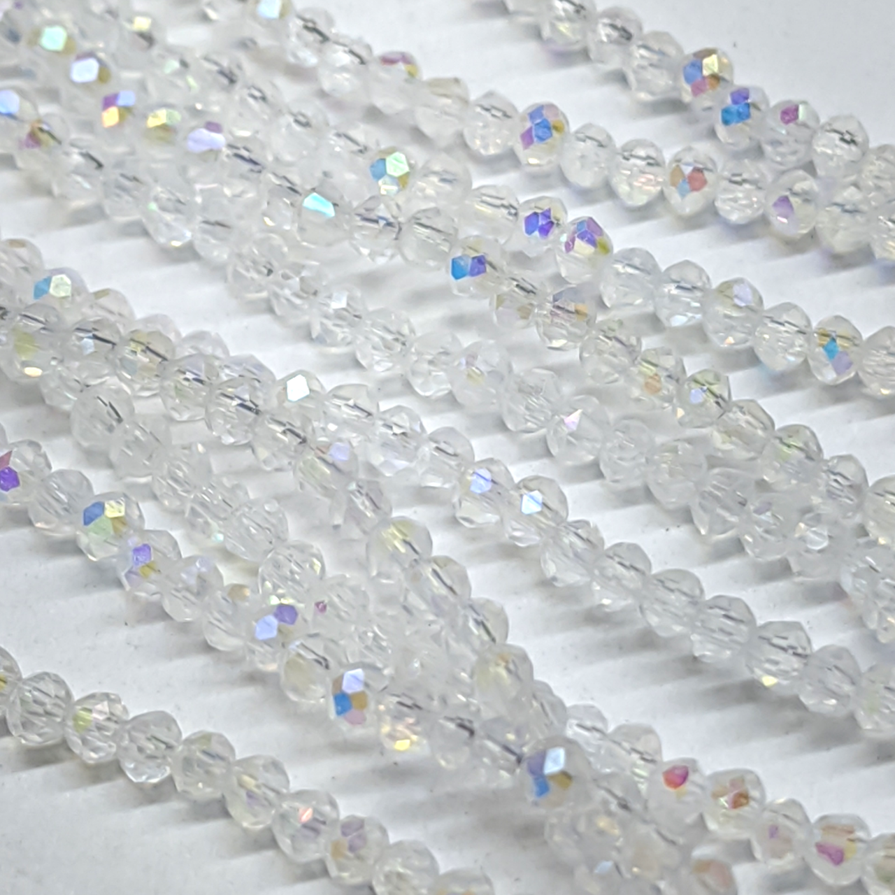 Бусины хрустальные на нитке в форме ронделя с огранкой 2,5х2 мм 170 шт. Прозрачный/Хамелеон (БС0202а01)