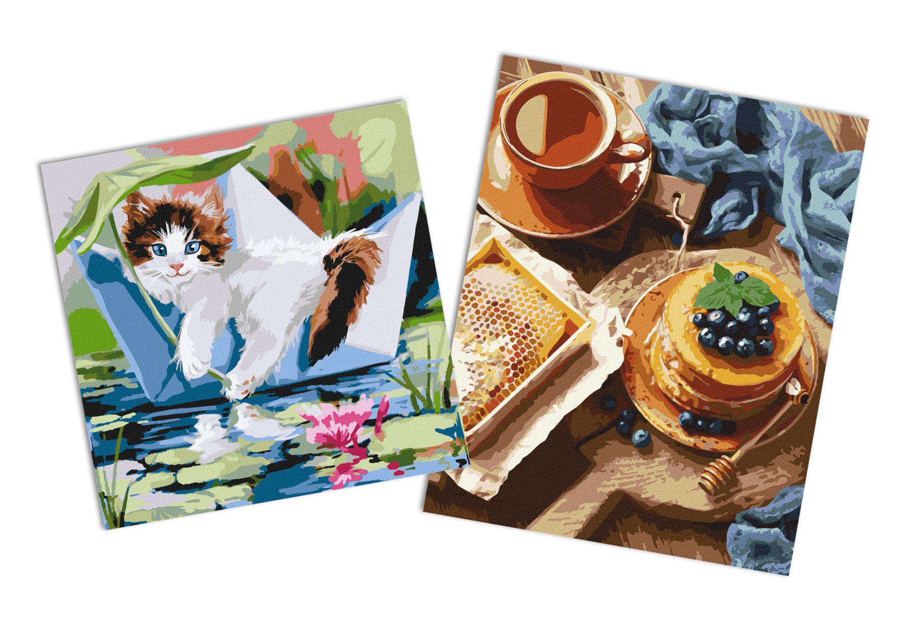 Набор картин по номерам Идейка 2в1 Панкейки к чаю 40x50 см KHO5641 и Релакс летом 40x40 см KHO4470 (CKHO8174)