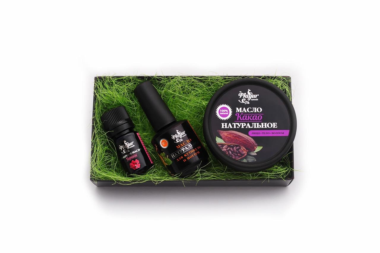 Набор для кожи и ногтей Масло Какао 50 мл/Масло для кутикулы 15 мл/Эфирное масло Герань 5 мл