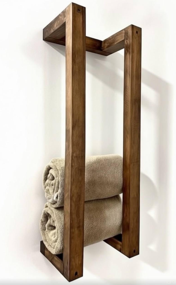 Полка деревянная настенная для хранения полотенец Ясен 70х35х25 см Полисандр (NP04)