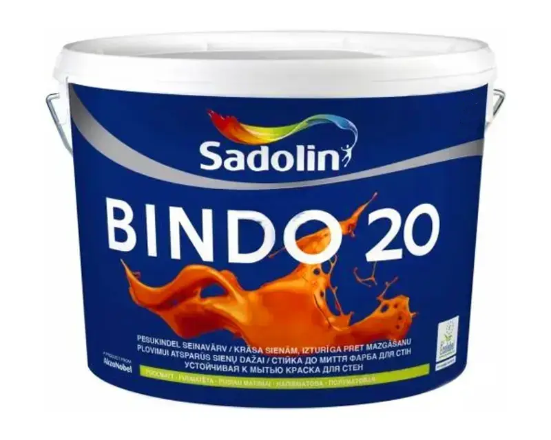 Краска для стен и потолка латексная полуматовая Sadolin Bindo 20 9 л BW Белый (2889923259)