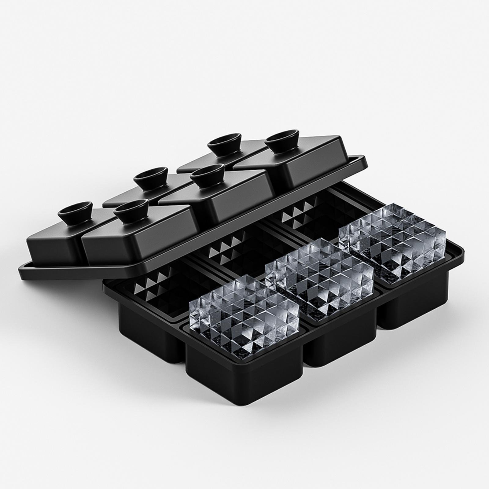 Форма для льоду cиліконова Olin & Olin 6 призматичних кубиків 4,5х4,5 см Чорний (7959-XL-6-pc-b)