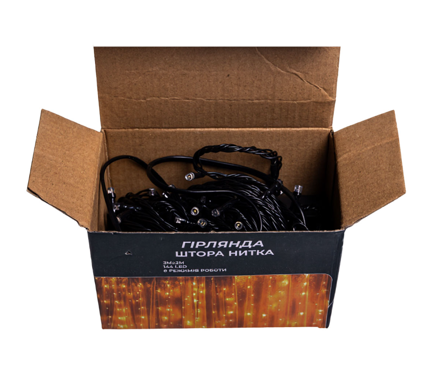 Гирлянда Штора 144 LED 3х2 м черный провод Желтый - фото 5 Гирлянда Штора 144 LED 3х2 м черный провод Желтый - фото 5