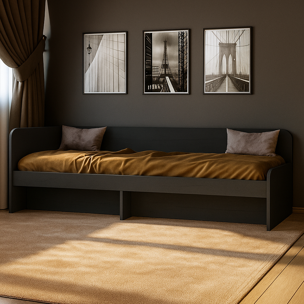 Кровать односпальная Эверест 800 сплошной щит Графитовый (е-20737.06) - фото 1