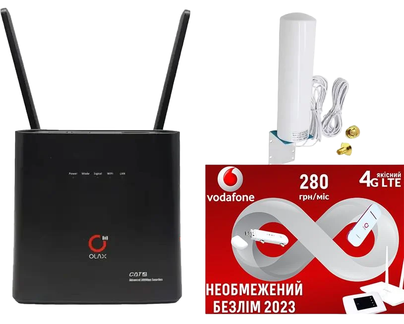 Роутер стаціонарний LTE OLAX AX9 PRO WI-FI 3G/4G 4000 мАг/ антена та безлімітний пакет Vodafone інтернет - фото 1