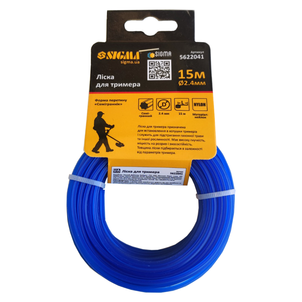 Жилка для тримера семигранник 2,4 мм 15 м (1771) Жилка для тримера семигранник 2,4 мм 15 м (1771)