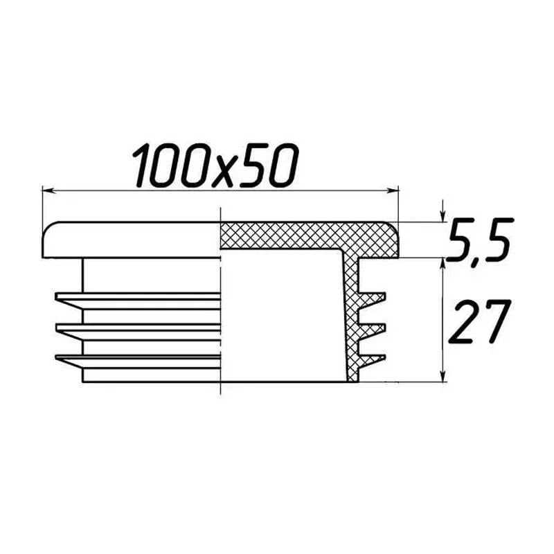 Заглушка пластиковая прямоугольная для профильной трубы 10 шт. 100х50 мм (3-10) - фото 3