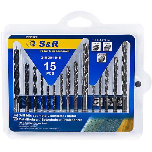 Набор сверл S&R Meister металл/дерево/бетон 15 шт. (216301015)