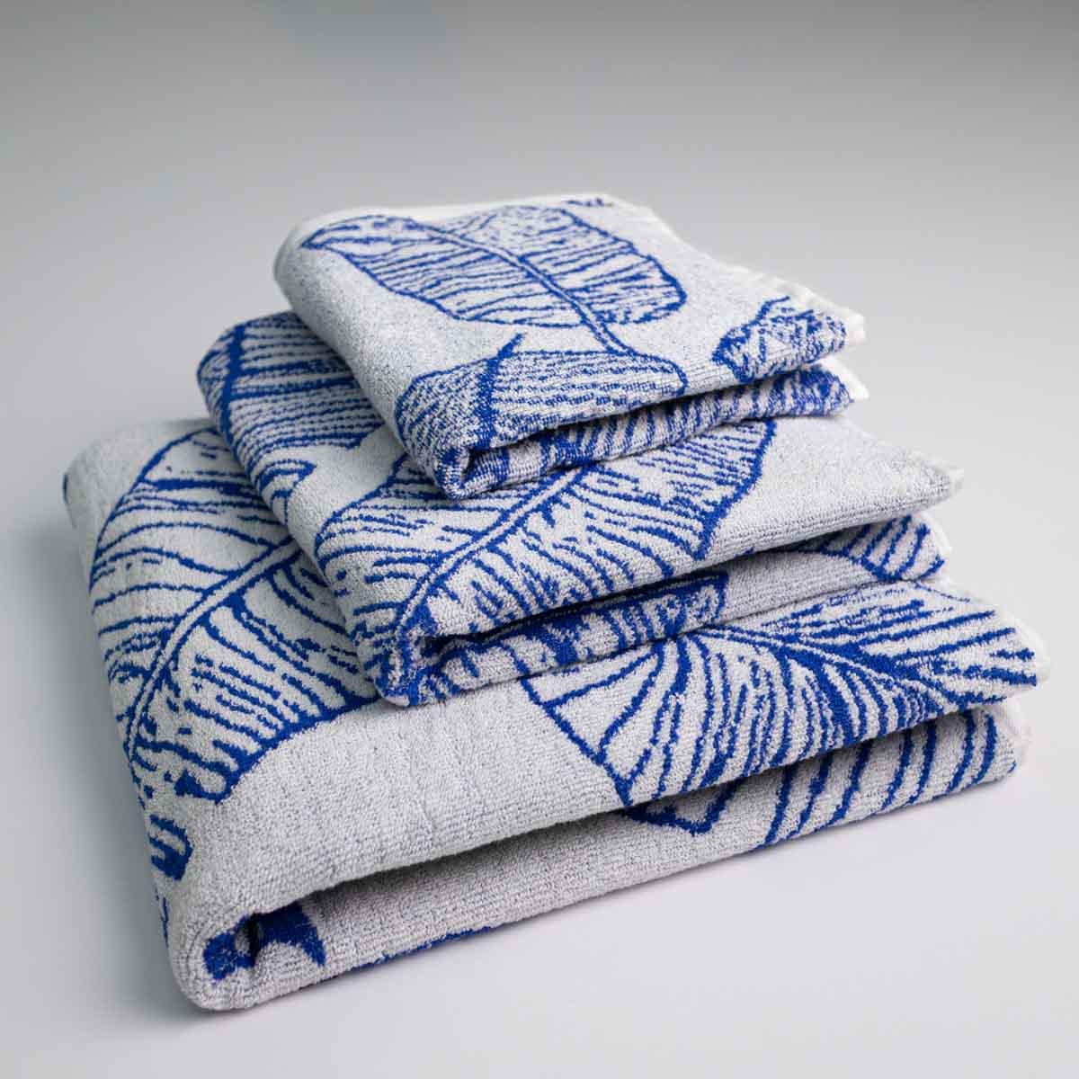 Набор махровых полотенец GM Textile с рисунком перо 40х70/50х90/70х140 см 400 г/м2 3 шт. Синий (rmf400-k1-blue)