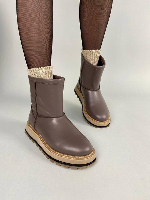 Угги женские кожаные на цигейке р. 40 Шоколадный (3604-3ц/40)