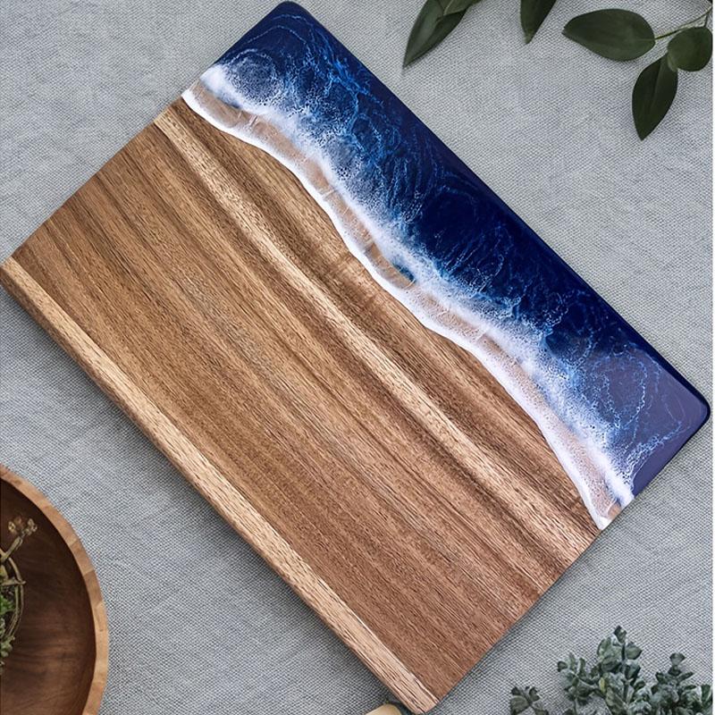 Доска отделочная для кухни из бамбука кухонная с узором морской волны 36х25 см Доска отделочная для кухни из бамбука кухонная с узором морской волны 36х25 см