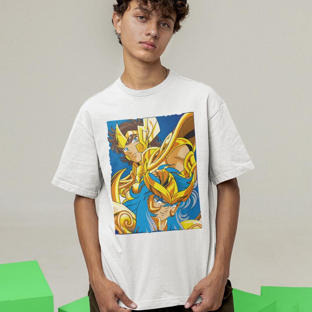 Футболка унисекс Seint Seiya Aquerias Camus And Sagittarius Aiolos wht 4XL Белый (0000010651)