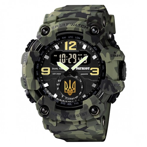 Наручные часы Patriot 004CMGRUAGD Тризуб Зеленый камуфляж/Золотой (2101028583)