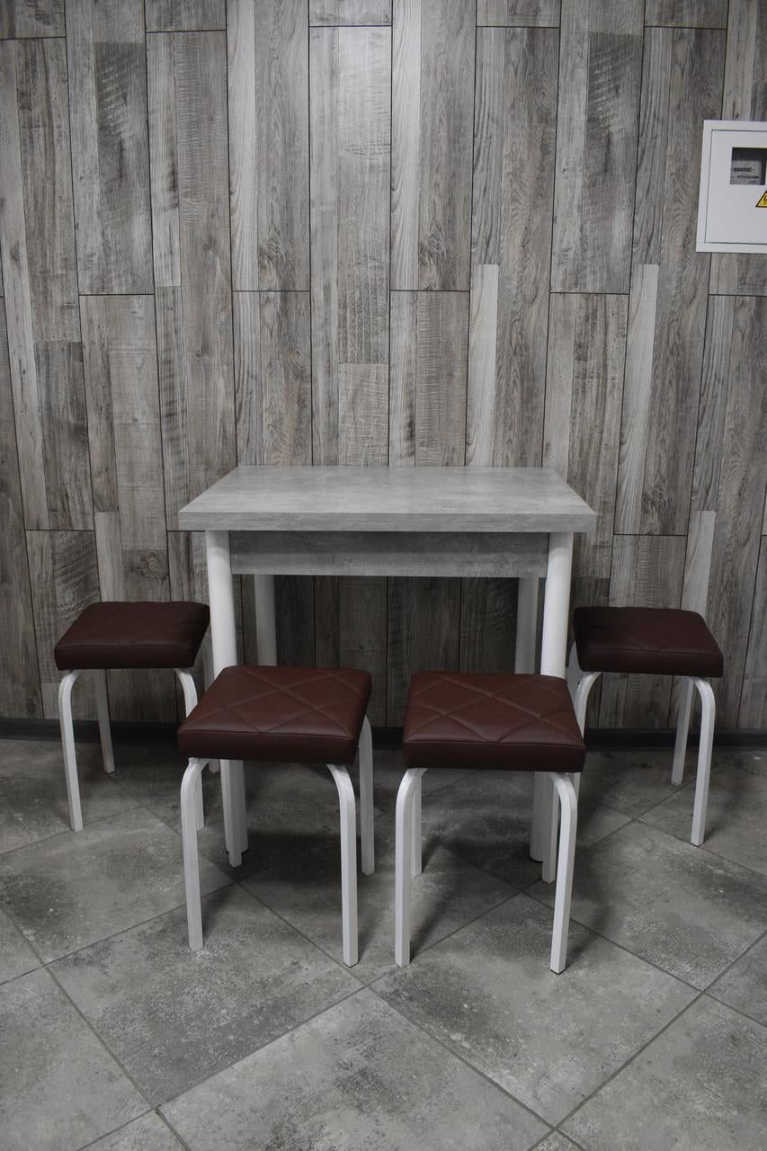 Кухонний комплект Оскар стіл розкладний/табурети 4 шт. Tutti Lux 60х80/80х120х75 см Бетон Світлий/Коричневий (28375008)