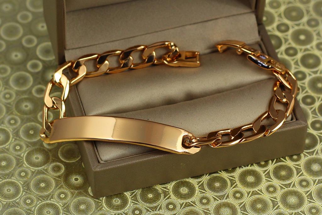 Браслет Xuping Jewelry панцирный с пластиной 19 см 8 мм Золотистый (26794531)