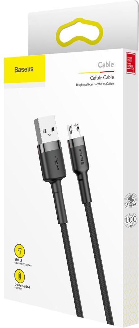 USB кабель BASEUS Micro USB Сafule 2.4A 1 м Black - фото 8