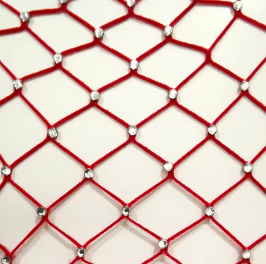 Колготки женские в сетку с камнями One size Красный (969615) - фото 3 Колготки женские в сетку с камнями One size Красный (969615) - фото 3