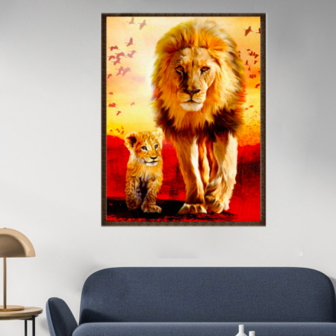 Картина алмазна вишивка Monkey family Король Лев (карт-000070)