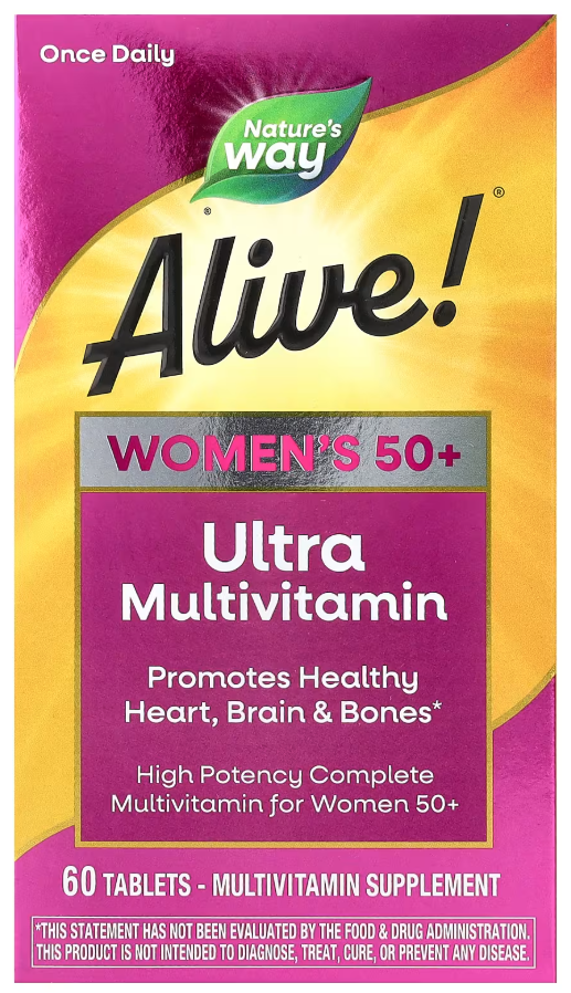 Комплекс вітамінів та мінералів для жінок віком від 50 років Natures Way Alive! Womens 50+ Ultra Multivitamin 60 таблеток