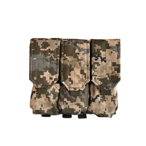 Подсумок для магазинов АК закрытый тройной с системой MOLLE водоотталкивающий Оксфорд 600D 23х26 см Пиксель