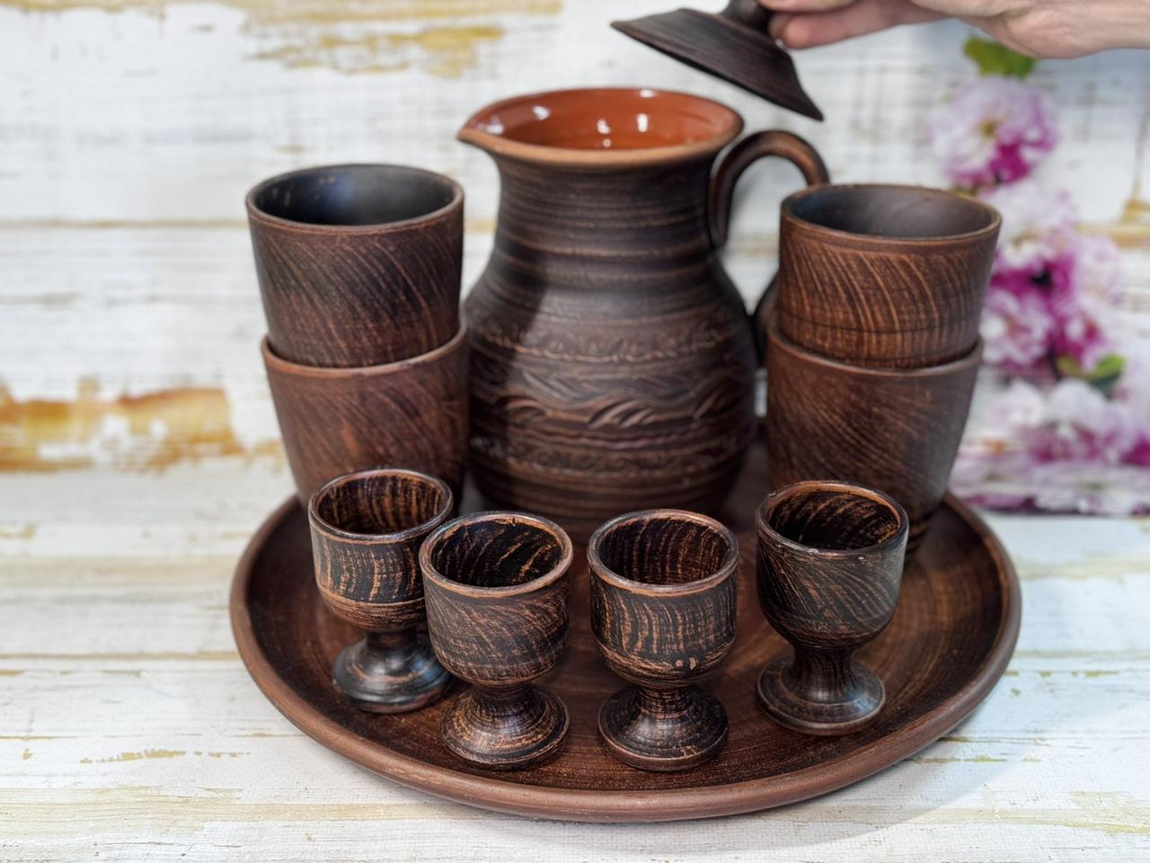 Сервиз глиняный "Для кумовьев" 4 персоны 10 предметов (2703236363)