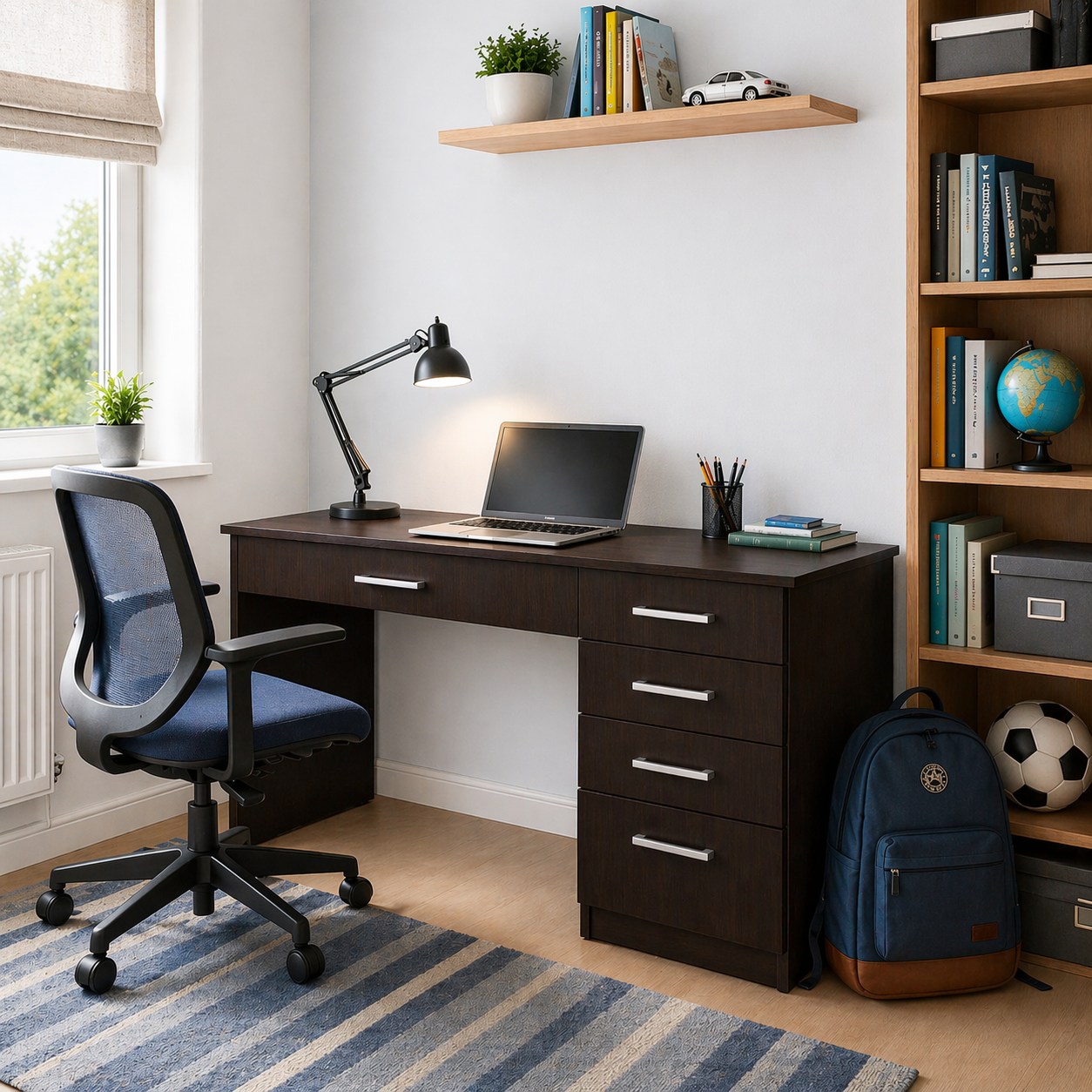 Письменный стол V-Star WD5 с тумбой и 4-мя ящиками ЛДСП 1160х550х740 мм Венге темный (34170486)