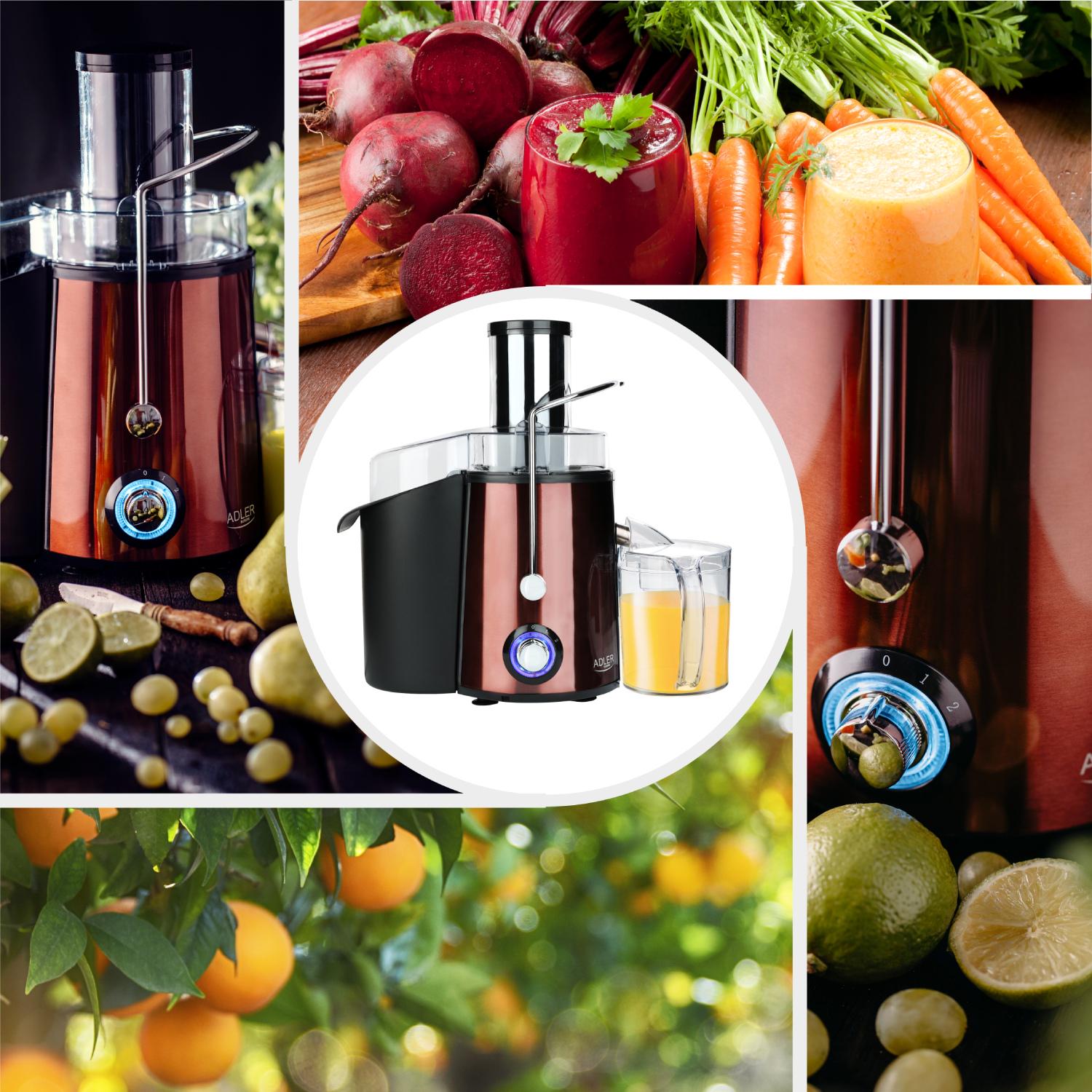 Соковыжималка Adler AD 4129 1000W контейнер для сока 1000 мл с контейнером для мякоти 2000 мл Cooper (AD4129) - фото 6