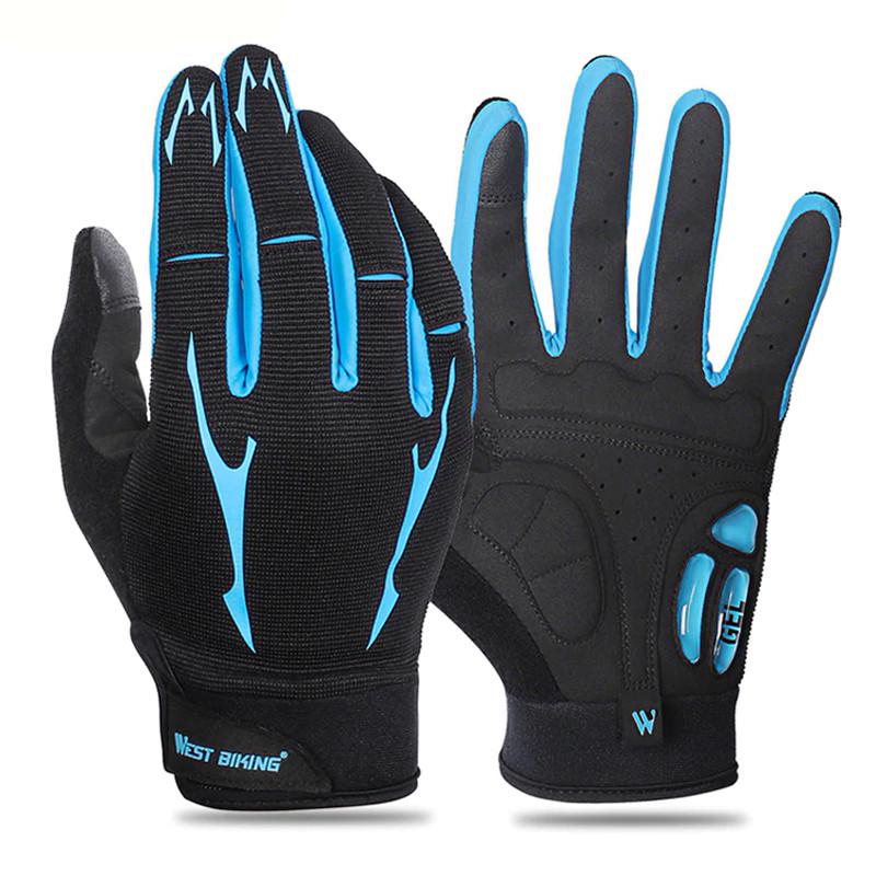 Перчатки велосипедные West Biking 0211191 M Blue спортивные с закрытыми пальцами с сенсорным откликом
