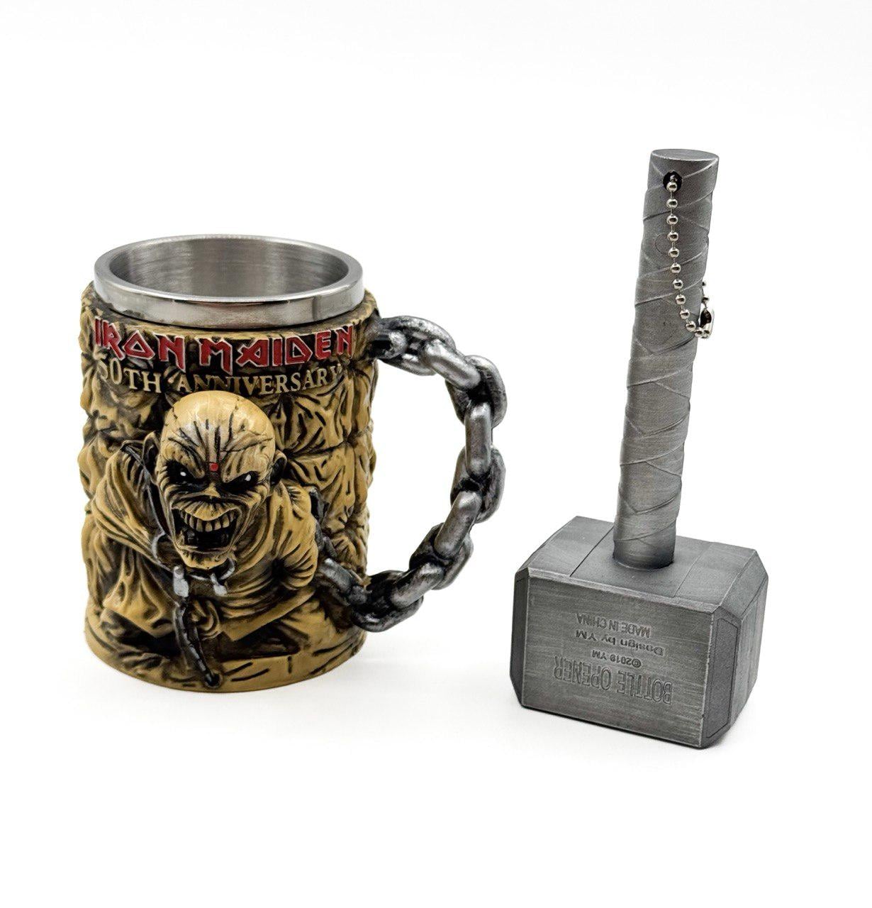 Кружка Iron Maiden 300 мл и открывалкой для бутылок молот Тора