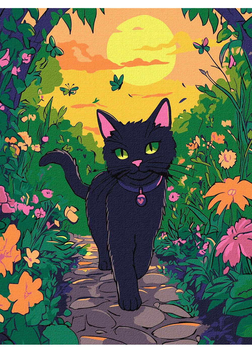 Картина по номерах Ideyka Котик у саду 30х40 см (KHO6805)